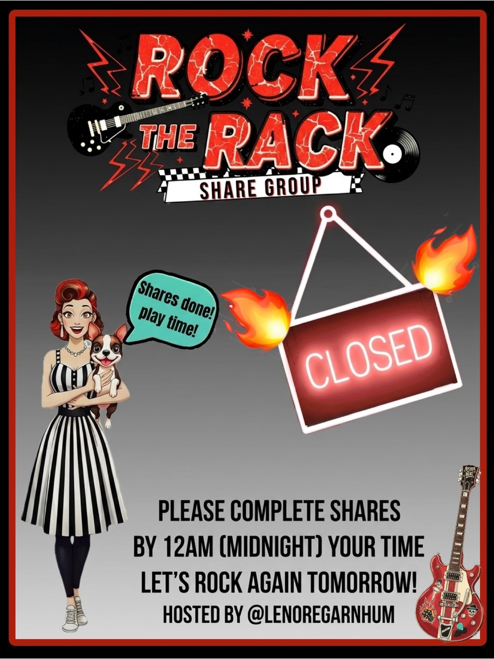 CLOSED Thursday, August 27, Rock the Rack share group